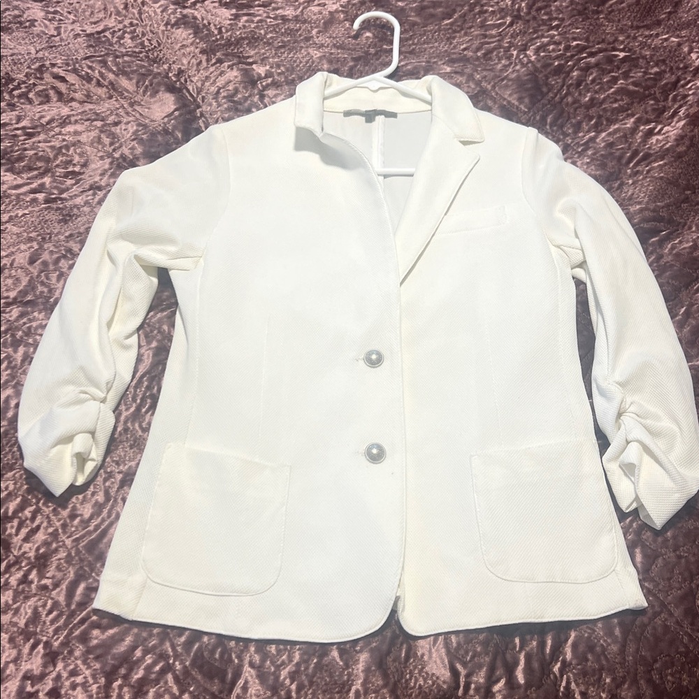 Elliott Lauren White Mesh Knit Blazer